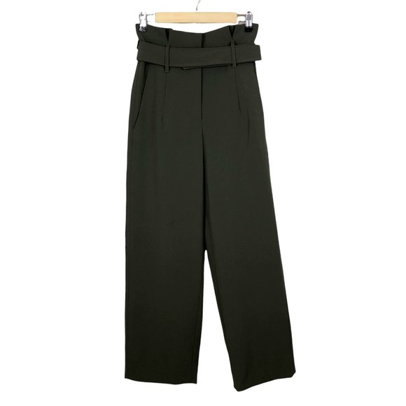 Babaton Pants - Babaton Women's Jermaine High Rise Wide Leg Pants Size 4 Belted Olive Green NWOT